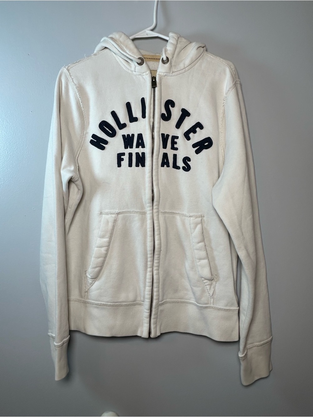 VTG Y2K Hollister Hoodie Womens Large White Full Zip California Soft Sweatshirt